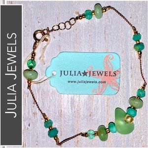 Julia Jewels 14GF Bracelet Sea Glass, Chrysoprase, Green Onyx, Turquoise NWT